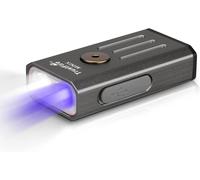 Gothicana By Empmini-X Led Lampe De Poche Porte-Clés, 320lm Mini Edc Light, Petite Torche Portable Légère (Blanc + Uv (365nm) Double Lumière, Corps Gris) ¿