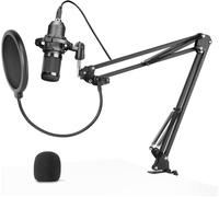 GOTHICANA BY EMPMmicsew, Microphone De Studio Argb Professionnel, Adc Ultra Haute Définition 196Khz 24-Bit, Support Anti-Choc + Filtre Métallique Pop Mesh, Contrôle Du Volume Et Du Mute, Blanc