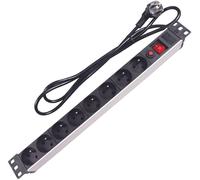 GOTHICANA BY EMPMultiprise Rack 19"" 8 Prises, Rackable 19 Pouces, Bloc Multiprise Pdu Avec Interrupteur, 8 Prises Électrique Type E Terre Française, Câble De 2.15 M, 3G1.5, Usage Intérieur, Noir