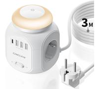 GOTHICANA BY EMPMultiprise Usb Cube, Rallonge Multiprise 3M Avec 4 Prises, 3 Usb Et 1 Type-C, 8 En 1 Prise Multiple Avec Veilleuse Led, Protection Contre Les Surtensions Avec Interrupteur Pour Bureau