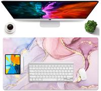 GOTHICANA BY EMPPu Leather Desk Pad, 60 X 35 Cm Mouse Pad, Non-Slip Desk Pad, Large Waterproof Desk Pad For Office And Home, Pink Marble