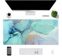 GOTHICANA BY EMPPu Leather Desk Pad, 80 X 40 Cm Mouse Pad, Non-Slip Desk Pad, Large Waterproof Desk Pad For Office And Home-Green Marble