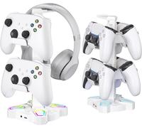 GOTHICANA BY EMPSupport Casque Gamer, Porte Casque Rotatif Avec 9 Modes De Lumière, Support Manette Avec 2 Ports Usb, Port 3.5 Mm Et Type C, Repose Casque & Porte Manette Pour Ps5 Ps4 Xbox Series X O