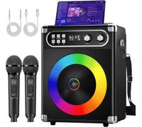 GOTHICANA BY EMPSystème De Karaoké Portable, Enceinte Sono 20W Avec 2 Microphones Sans Fil Uhf Et Emplacement Rechargeables, Karaoké Complet Pour Les Amis À La Maison