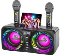GOTHICANA BY EMPSystème De Karaoké Portable, Enceinte Sono 30W Avec 2 Microphones Sans Fil Uhf Et Emplacement Rechargeables, Karaoké Complet Pour Les Amis À La Maison