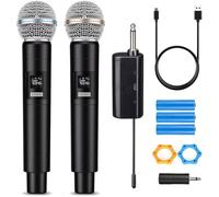 GOTHICANA BY EMPSystème De Microphone Sans Fil Pour 2 Personnes, Microphone Portable 2.4G Avec Récepteur De Charge Pour Karaoké Chant, Mariage, Dj, Fête, Discours, Église, Utilisation En Classe