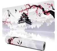 GOTHICANA BY EMPXxl Gaming Mouse Pad Japanese Cherry Blossoms Design Laptop Mouse Pad White Large Waterproof Non-Slip Desk Mat 3Mm Rubber Table Pad