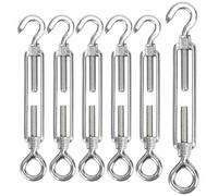 GothicBride 6 Pièces Tendeur Cable M8, Tendeur Fil A Linge Inox 304, Tendeurs Réglables pour Fil à linge Extérieur, Corde à Linge, Cable Inox, Suspendre,Cable de Garde Corps