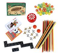 GOTHINK Ensemble de jeux classiques 6 en 1, double 6 dominos, bâtons de ramassage, cartes à jouer, billes, jacks, jeux de société YO-YO pour enfants, familles, salle de classe, fête d'anniversaire