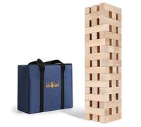GOTHINK Tour géante de culbute, super grand jeu de 51 blocs en bois, empilable jusqu'à plus de 1,5 m, sac de transport, jouet d'extérieur et d'intérieur, cadeau pour enfants et adultes
