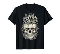 Gothique Crâne Champignon Vintage Dark Botanical Art T-Shirt
