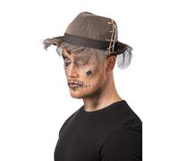 Gothique Délavé Lin Style Chapeau Mou Gris Sacrecrow Adultes Halloween Costume D