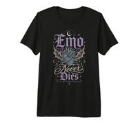 Gothique Emo Cœur Épine Lune Dark Romance T-Shirt Haut de Gamme
