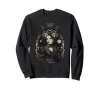 Gothique Femme Art Phase Lune Death Moth Floral Crown Sweatshirt