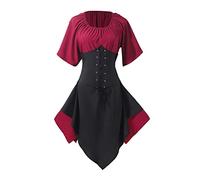Gothique Femmes Halloween Carnaval Slim Fit Robe Gothique Médiéval avec des Épaules Découvertes Élégante Robe de Cérémonie Manches Trompette Robes de Soirée Curvy Costumes d'Halloween de Soirée