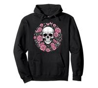 Gothique Fleurs Roses Gothique Crâne Papillon Sweat à Capuche