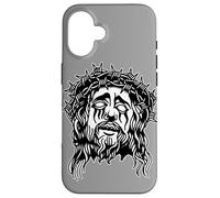 Gothique Jésus Barbwire Blackwork Tattoo Flash Coque pour iPhone 16