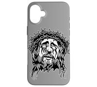 Gothique Jésus Barbwire Blackwork Tattoo Flash Coque pour iPhone 16 Plus