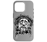 Gothique Jésus Barbwire Blackwork Tattoo Flash Coque pour iPhone 16 Pro