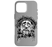 Gothique Jésus Barbwire Blackwork Tattoo Flash Coque pour iPhone 16 Pro Max