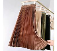 Gothique métallisé Noir plissé Longue Jupe Vintage Taille Haute Une Ligne Satin Jupes Femmes Style coréen Hiver