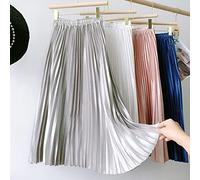 Gothique métallisé Noir plissé Longue Jupe Vintage Taille Haute Une Ligne Satin Jupes Femmes Style coréen Hiver