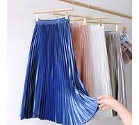 Gothique métallisé Noir plissé Longue Jupe Vintage Taille Haute Une Ligne Satin Jupes Femmes Style coréen Hiver
