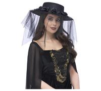 Gothique Noir Veuve Funérailles Chapeau Adultes Accessoire Déguisement Halloween