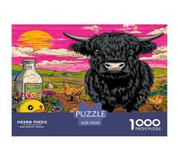 Gothique Occidental High Cattle Puzzle 1000 Pièces pour Adultes Et Enfants Dès 14 Ans Jeu De Patience Et De Réflexion De Qualité Supérieure Décoration De La Maison 70x50cm/1000pcs