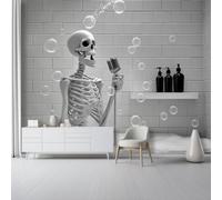 Gothique Papier Peint Panoramique, 400 x 280 cm | Décoration Murale Crânes Musique Rock Bulles Format, Tapisserie Murales Papier Peint Intissé pour Chambre Salon