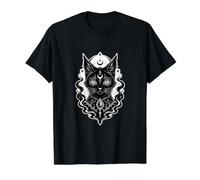 Gothique psychédélique Chat Noir hypnotique Yeux céleste sorcière T-Shirt Graphique avec Valeur, Homme, Noir, M