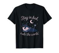 Gothique Punk Esthétique Moon Slogan Stay in Bed Rule The World T-Shirt