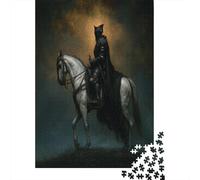 Gothique Sombre Cadeau Unique Décoration Intérieure Chevalier en Armure Noire Jeu ÉduChatif Challenge Toy Adultes & Enfants des 14 Ans 38x26cm/1000pcs