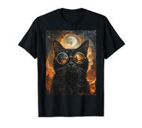 Gothique Steampunk Chat Noir Apocalyptique Feu Lune T-Shirt
