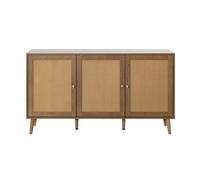 Bestmobilier - Goto - Buffet Bas - Effet Bois et cannage - 3 Portes - 140 cm, Bois