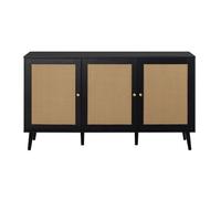 Goto - buffet bas - noir et cannage - 140 cm - Noir