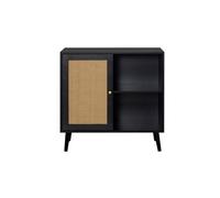Goto - buffet haut - noir et cannage - 2 niches et 1 porte - 80 cm - Noir