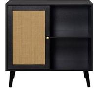 Goto - buffet haut - noir et cannage - 2 niches et 1 porte - 80 cm - Noir Noir G