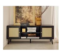 Goto - meuble tv - noir et cannage - 140 cm - Noir