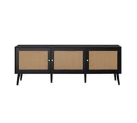 Bestmobilier - Goto - Meuble TV - Noir et cannage - 167 cm, Noir