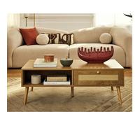 Goto - table basse - effet bois et cannage - 110 cm - Bois