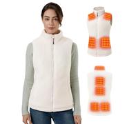 GOTOBI Gilet Chauffant Femme PolaireAvec Batterie 16000mah 7,4v Incluse, 9 Zones De Veste Chauffante, Gilet Chauffant Electrique Avec 3 TempéRatures RéGlables Pour Le Travail En ExtéRieur,Blanc,M