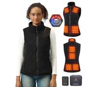 GOTOBI Gilet Chauffant Femme PolaireAvec Batterie 16000mah 7,4v Incluse, 9 Zones De Veste Chauffante, Gilet Chauffant Electrique Avec 3 TempéRatures RéGlables Pour Le Travail En ExtéRieur,Noir,XL