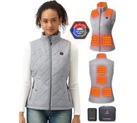 GOTOBI Gilet chauffant pour femme avec batterie de 16 000 mAh, gilet avec 9 zones de chauffage et 3 températures réglables, gilet chauffant pour activités de plein air, randonnée, ski, gris, XXL