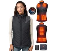GOTOBI Gilet chauffant pour femme avec batterie externe 16000 mAh 7,4 V, 9 zones de chauffage, gilet chauffant avec 3 températures réglables, veste chauffante avec interrupteur intelligent 4 en 1