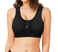 Gotoly Soutien-gorge de sport post-chirurgie à fermeture frontale avec soutien de la poitrine - Soutien-gorge de compression après chirurgie, Noir , L