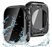 Goton 2 en 1 Privacy Waterproof Apple Watch Case for Series 8 & Series 7 Protecteur d'écran 45mm, Front Anti Spy Trempé Face Cover + Back Bumper pour iWatch Accessories 45mm Noir