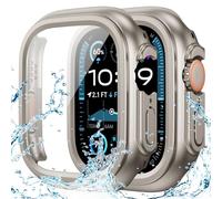 Goton Coque de protection d'écran étanche compatible avec Apple Watch Ultra 2/1 49 mm, pare-chocs rigide avec verre trempé pour iWatch Cover 49 mm