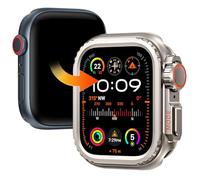 Goton Coque en Alliage d'aluminium pour Apple Watch Series 9 8 7 45 mm, Protection Antichoc en métal Ultra Style avec Dos en céramique, Coque Antichoc pour Un Usage Professionnel et Quotidien