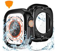 Goton Coque étanche 2 en 1 pour Apple Watch Ultra, Protecteur d'écran de 49 mm, Coque de Protection à 360° en Verre Rigide + Cadre arrière pour iWatch Ultra Accessoires 49 mm, Noir